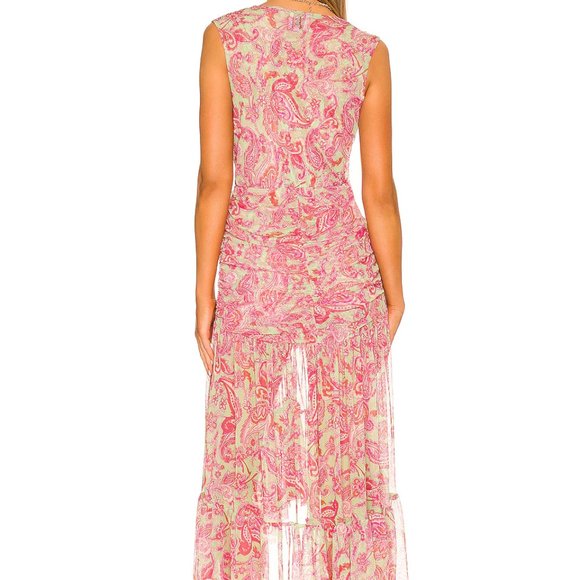 MISA Los Angeles Ava Paisley Gathered Midi Dress Size Large NEW w/o tags - Picture 4 of 4